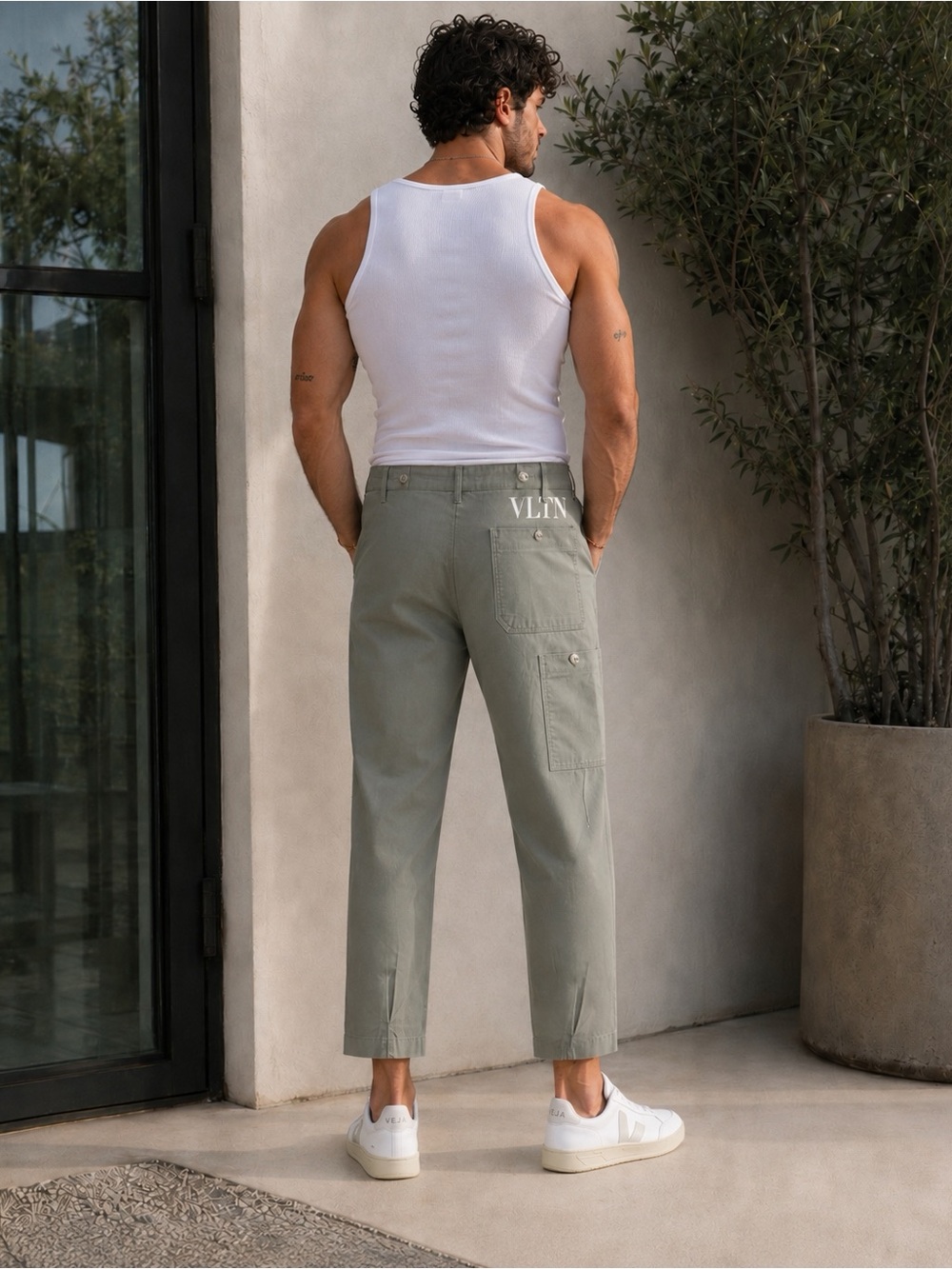 Valentino VLTN Cropped Cargo Trousers Olive Green / Size 48 / 32 Made in Italy